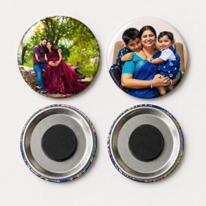Personalized Round Photo Fridge Magnets Set of 4 | Custom Picture Magnets | Birthday for Couples | 5.8 cm (58 mm) Diameter