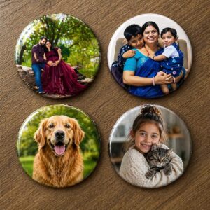 Personalized Round Photo Fridge Magnets Set of 4 | Custom Picture Magnets | Birthday for Couples | 5.8 cm (58 mm) Diameter